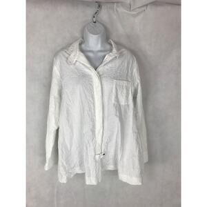 Spirithouse Crinkle Ranger Shirt Button Swing Top M White Lighweight Lagenlook